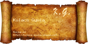 Kulacs Gyula névjegykártya